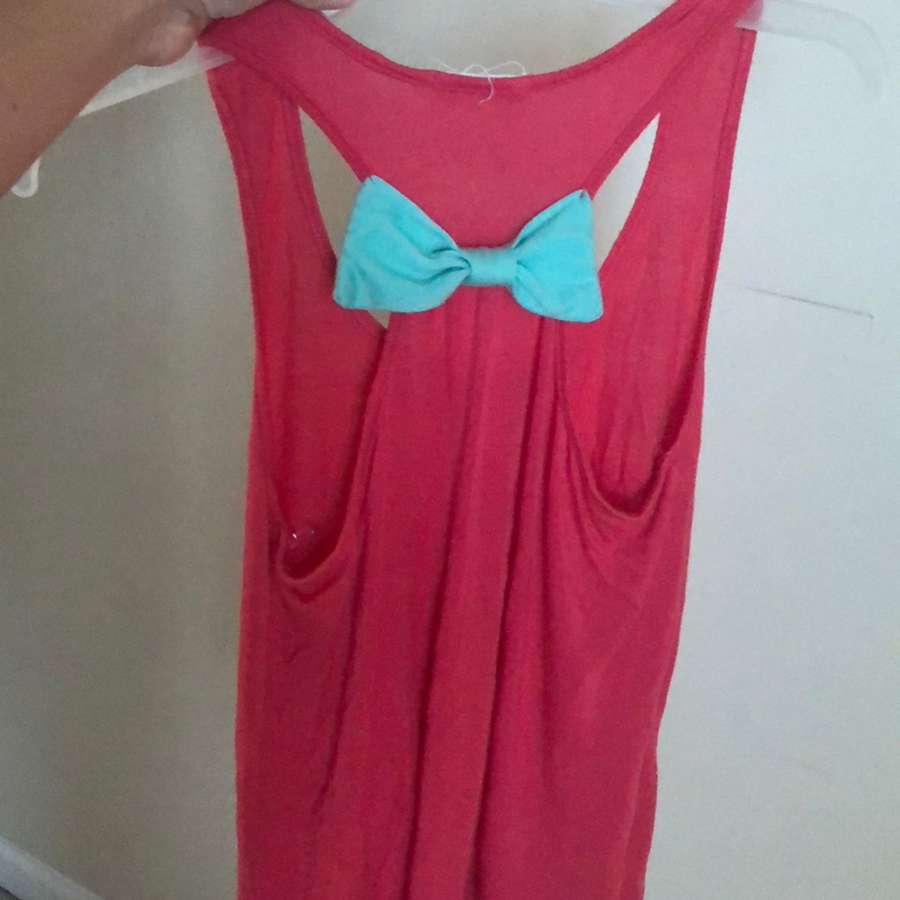 Coral Tank Top Teal Bow